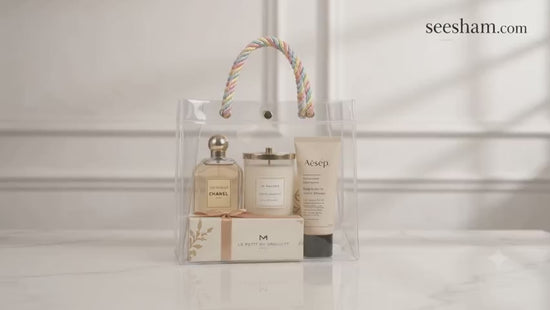 PVC Transparent Gift Bag with Multicolor Rope Handle,,,