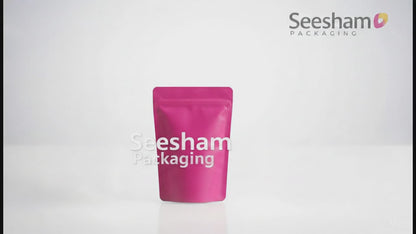 Rectangle Window Pink Color Kraft Paper Zipper Stand Up Pouches