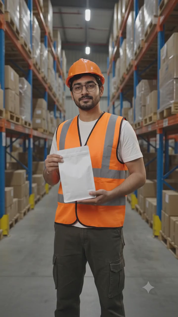 3D Flat Bottom White Kraft Paper Foil Inside Zipper Stand Up Pouch