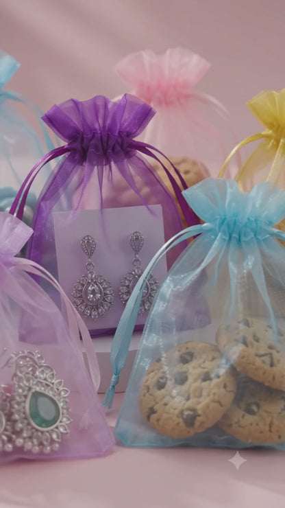 Multi-Color Organza Drawstring Net Bags – Jewellery, Cookies, Bakery (4x5 to 8x12 inch)